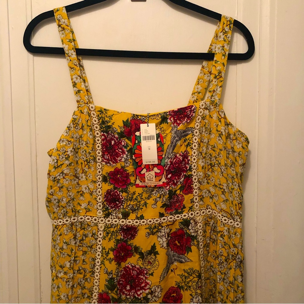 FARM Rio Yellow Floral Maxi Dress with Pink & White Blooms - Picture 3 of 6